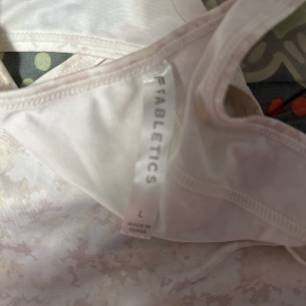 Fabletics White With Pink Camo Patterned Tank Top - image 4